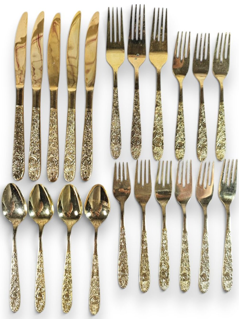 Stanley Roberts Gold Tone Stainless Flatware Lot of 21 Golden Bouquet Knives +
